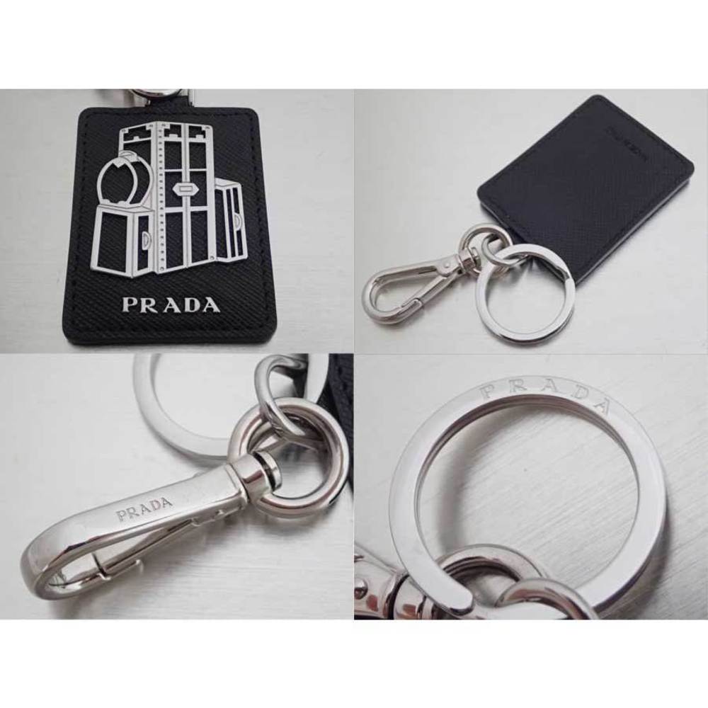 Prada Ring Key Leather Trunk Charm Black Keychain - Picture 3 of 3